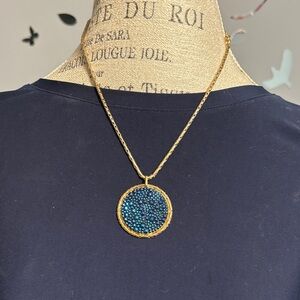 Sabika Gold Necklace with Blue Medallion